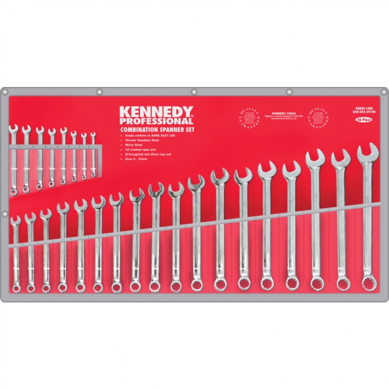 Kennedy-Pro.6-32mm PROFESSIONAL COMBINATION SPANNER SET 26PC