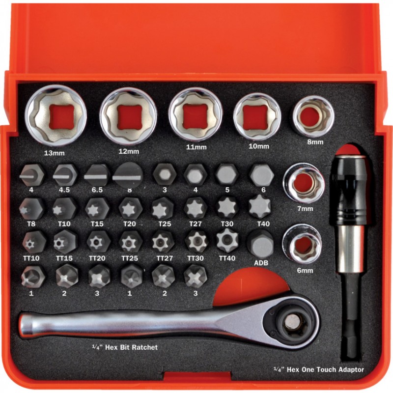 Kengrip.39PC KENGRIP SKT & SCREWDRIVER BIT SET 1/4