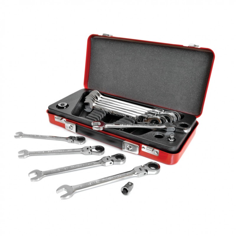 Kennedy-Pro.10-19mm FLEX HEAD RATCHET SPANNER SET 13PC