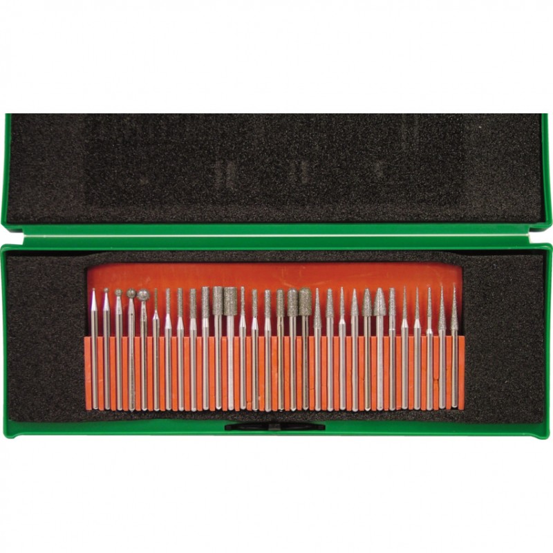 York.DIAMOND COATED BURR SET 3mm SHANK (30PC)