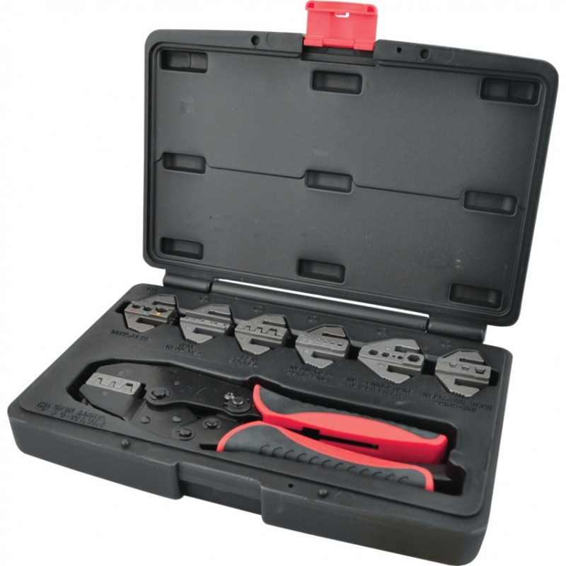 Kennedy.RATCHET CRIMPING TOOL C/W INTERCHANGEABLE JAWS 8PC