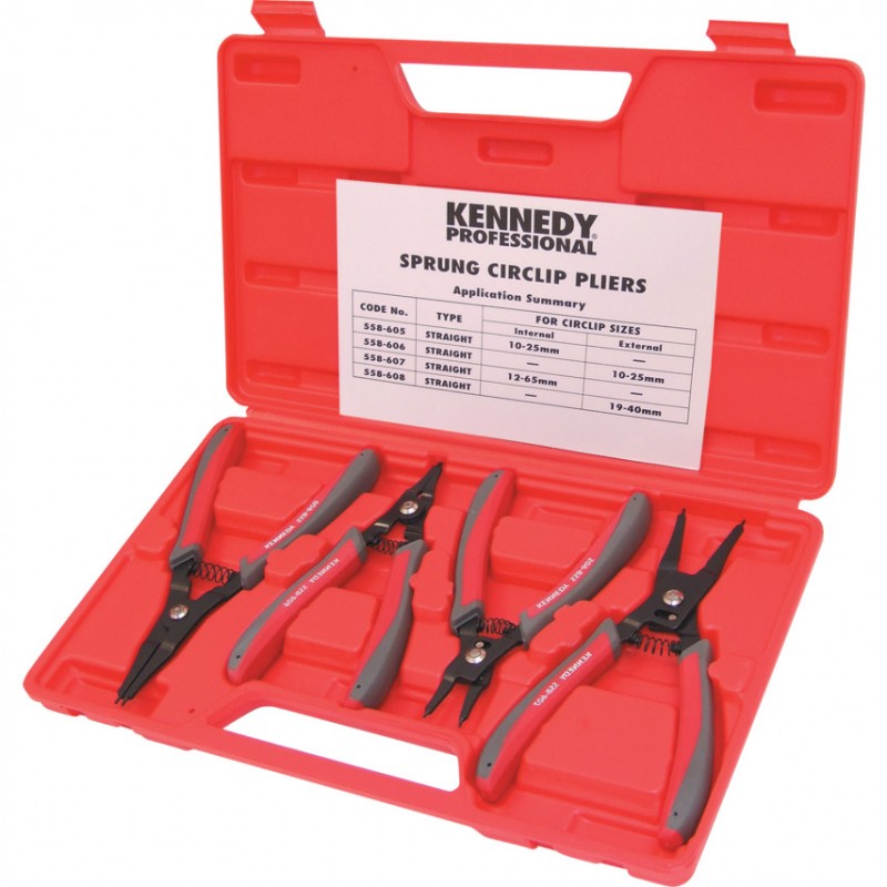 Kennedy.10-65mm SPRUNG CIRCLIP PLIER SET (4-PCE)